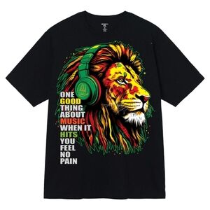 Free LRG Sandles w/ Purchase! Rasta Graphic Tee with Lion Design Size 2xl Men